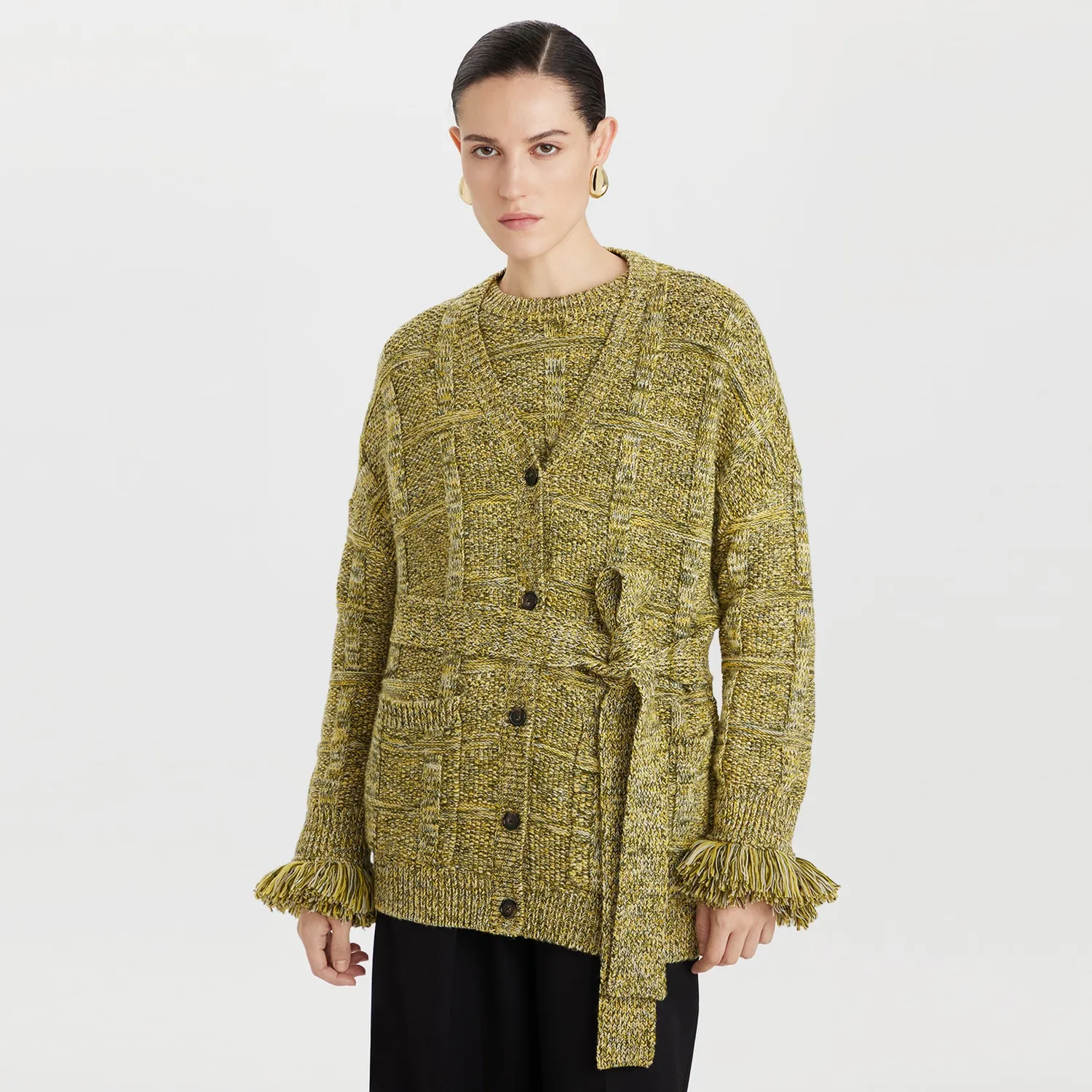 Ports 1961 Cardigan Lana con Cintura lime