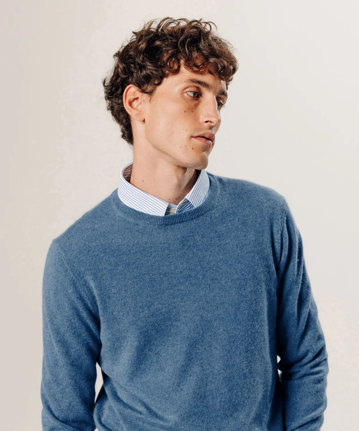 Rodier maglione girocollo cashmere 2 fili blu uomo