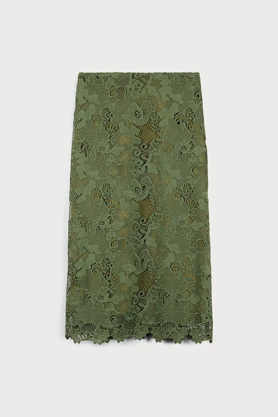 PORTS 1961 Venetian Plaster Pencil Skirt gonna verde pizzo