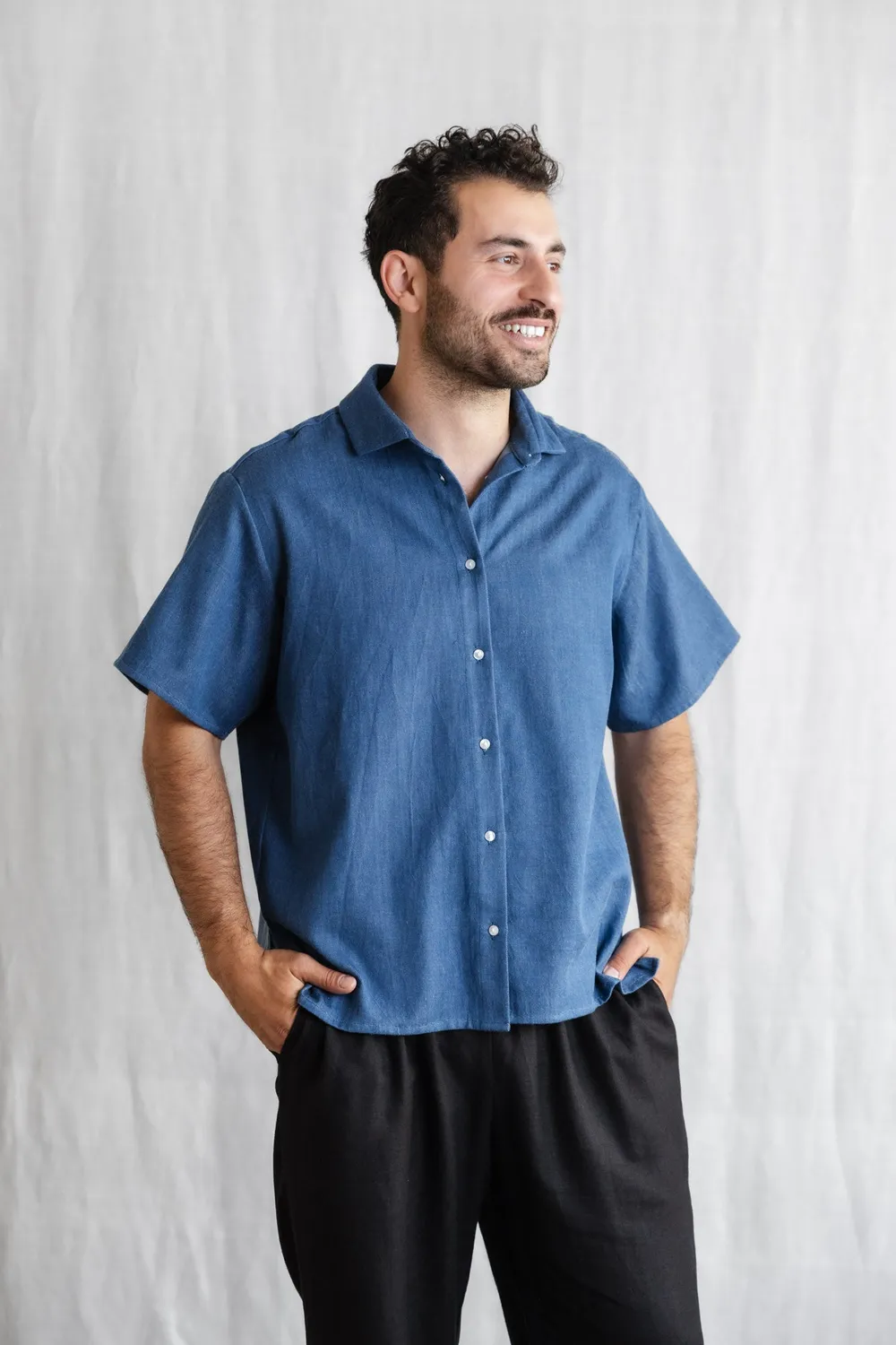 Jyoti Nehani camicia denim cotone maniche corte