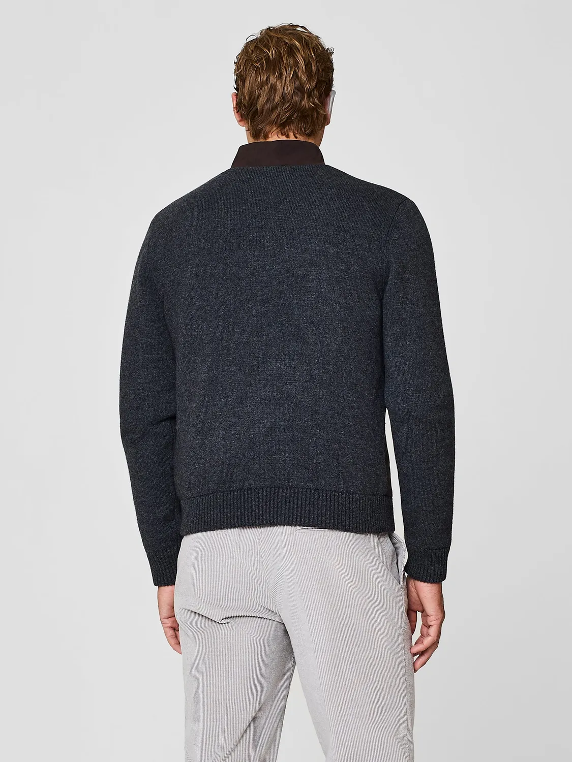 Paul Taylor Bomber Eco-Suede Lana Giubbotto Grigio Scuro