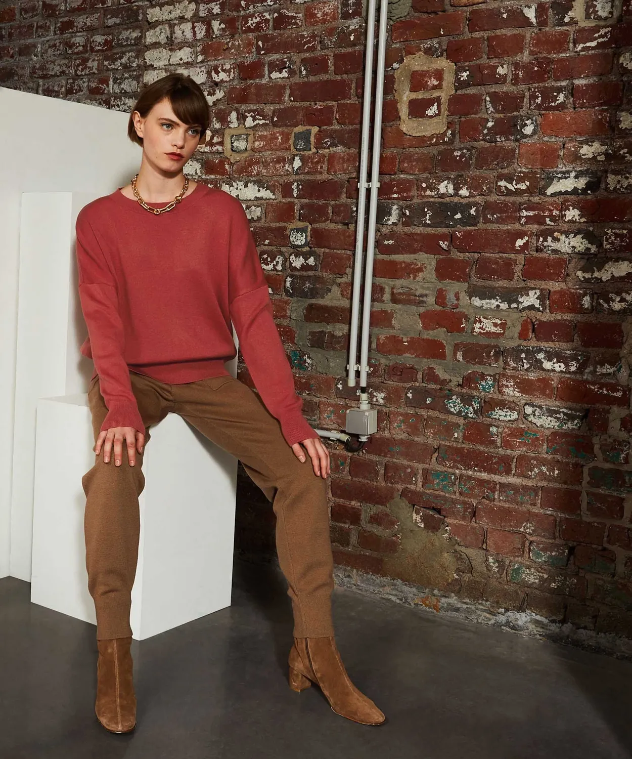 Rodier maglione oversize girocollo arancione rouille