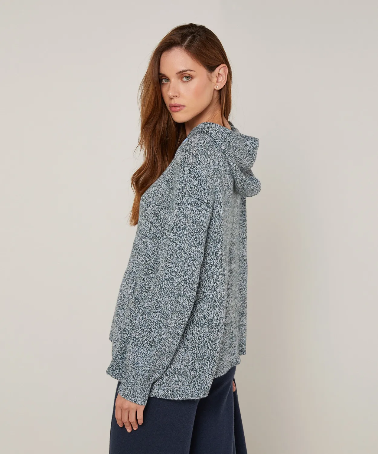Rodier Maglione Cappuccio Oversize Blu Mélange Donna