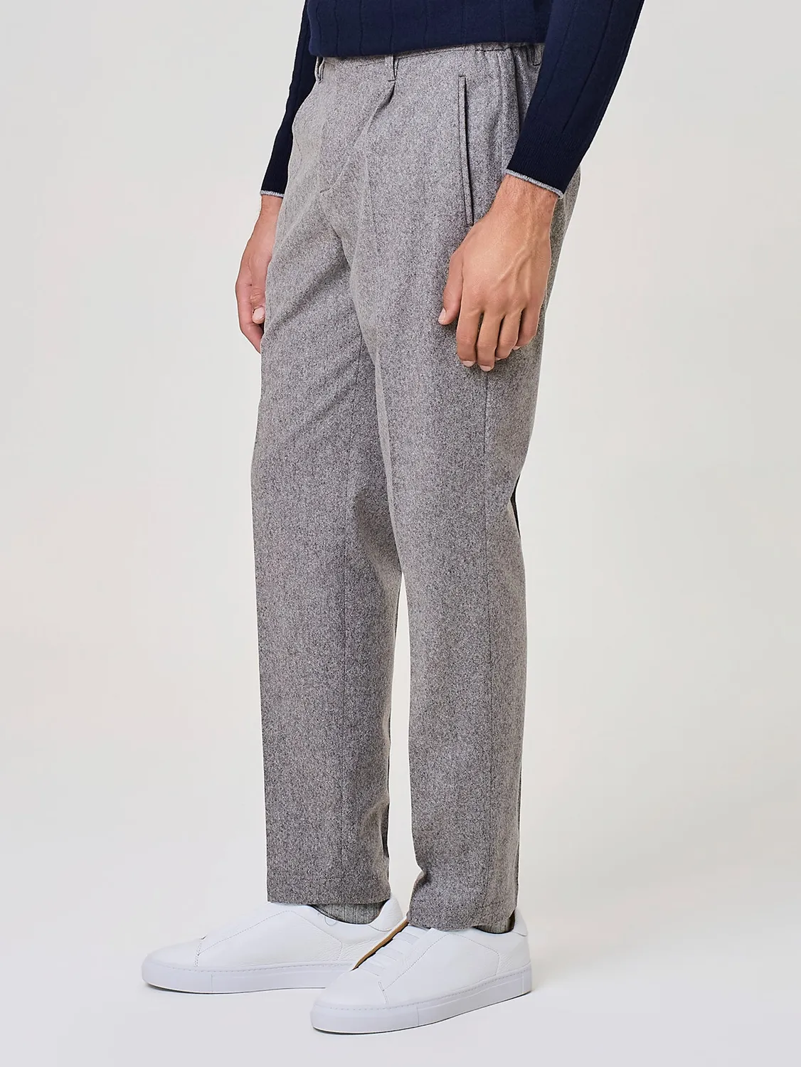 Paul Taylor pantalone tweed misto lana cashmere taupe