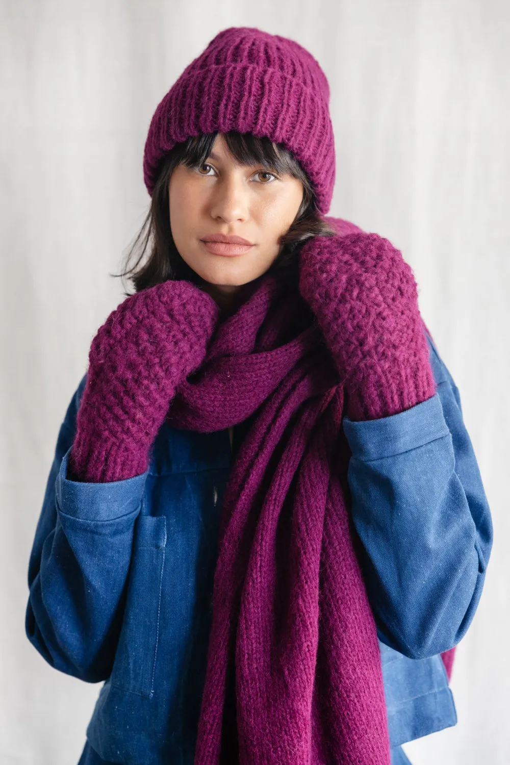 Jyoti Fair Works Tapabocas sciarpa alpaca bordeaux