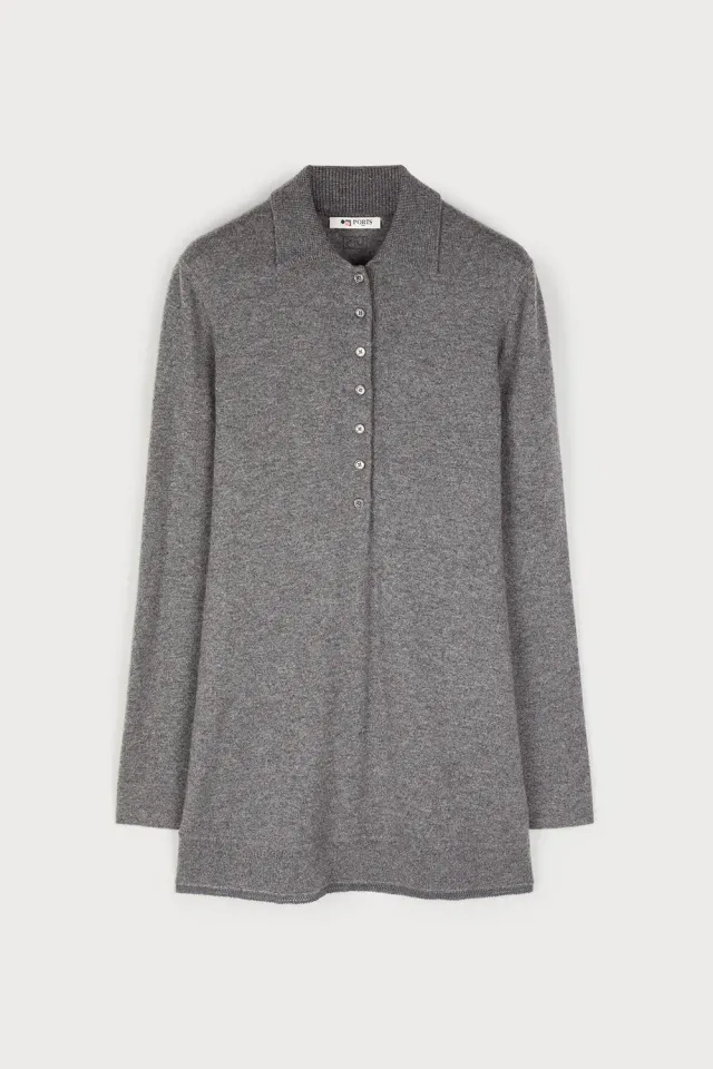 Ports 1961 Cashmere Grey Polo maglia polo cashmere grigia