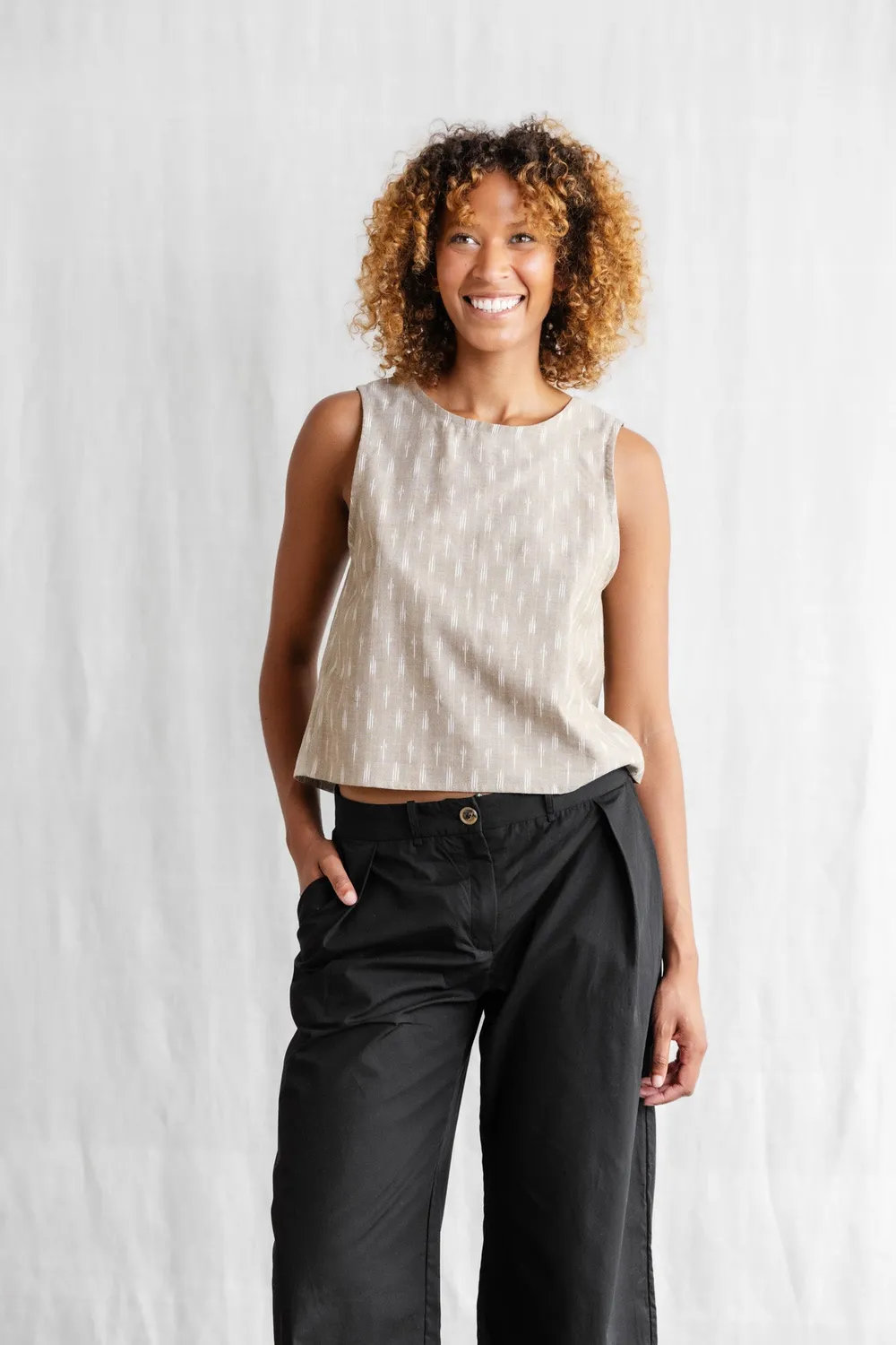 Jyoti Osra Ikat top cotone bio allacciato