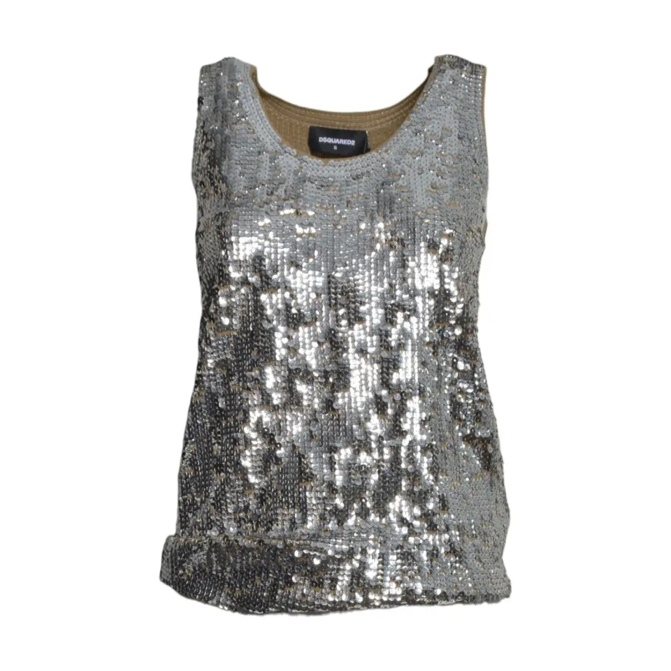 Dsquared2 S75HA1453D13234 tank top argento paillettes lana