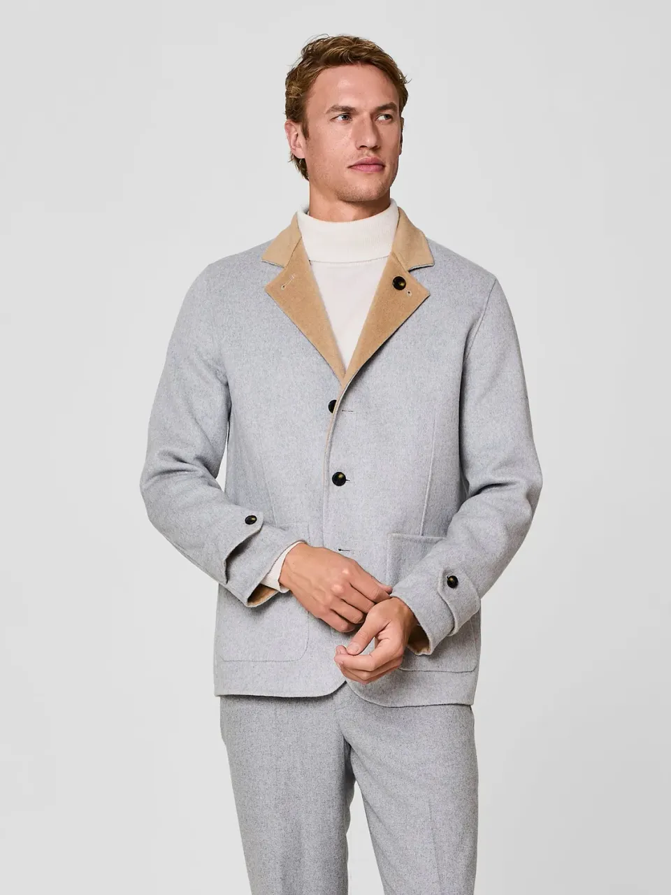 Paul Taylor Overjacket Reversibile Velour Grigio Chiaro Double