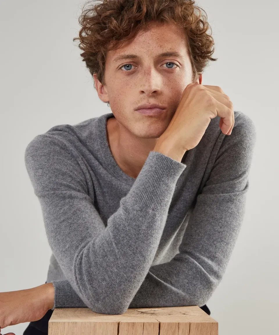 Rodier Maglione Cashmere Uomo Scollo V Grigio Medio