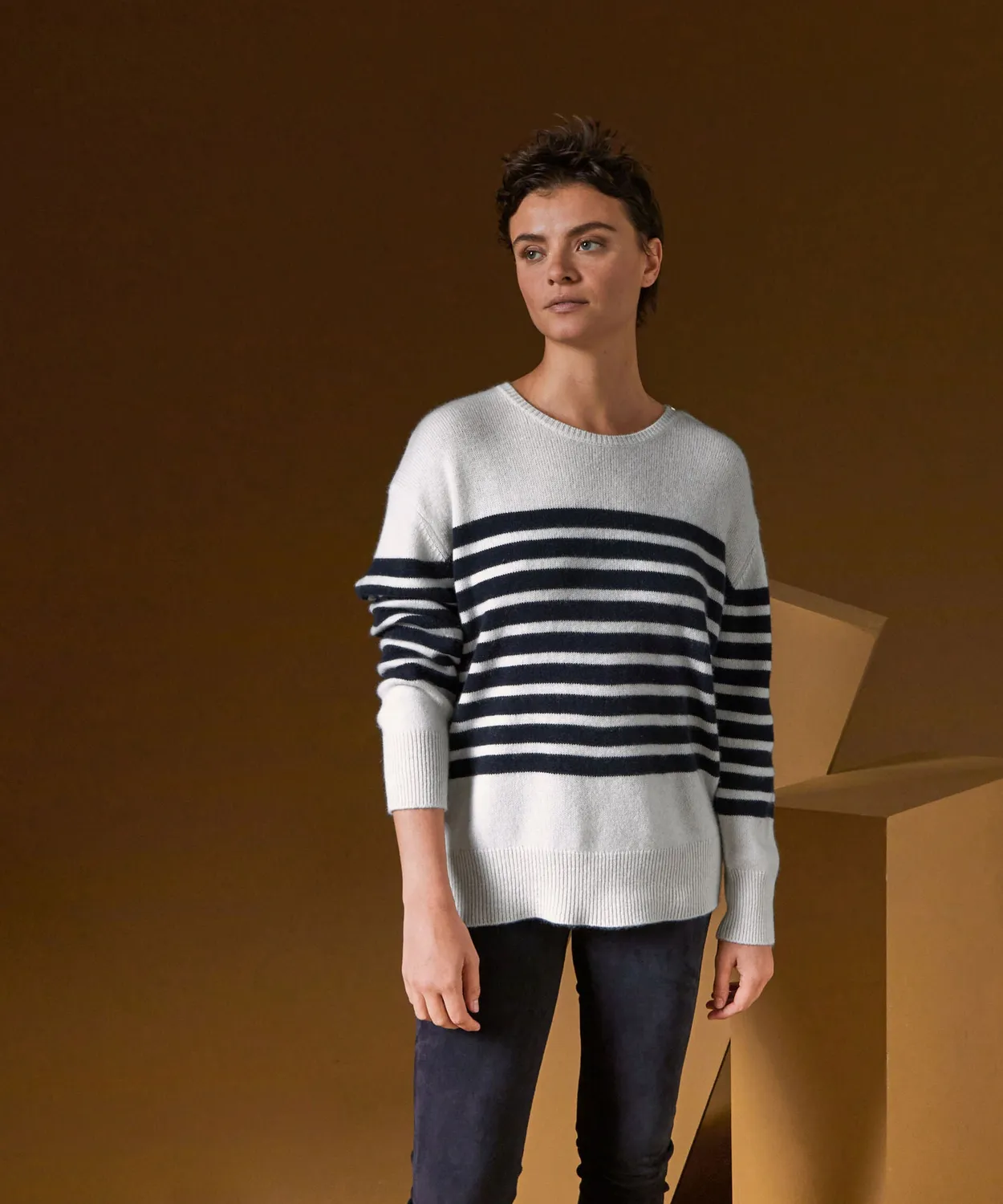 Rodier maglione marinaio cashmere righe bianco
