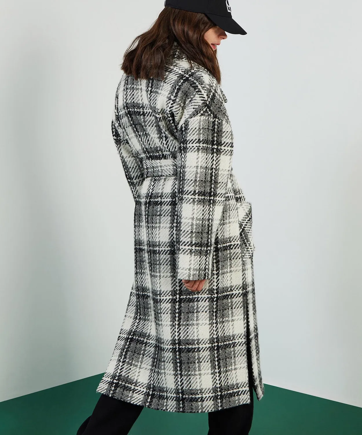 Rodier Cappotto oversize in lana nero a quadri