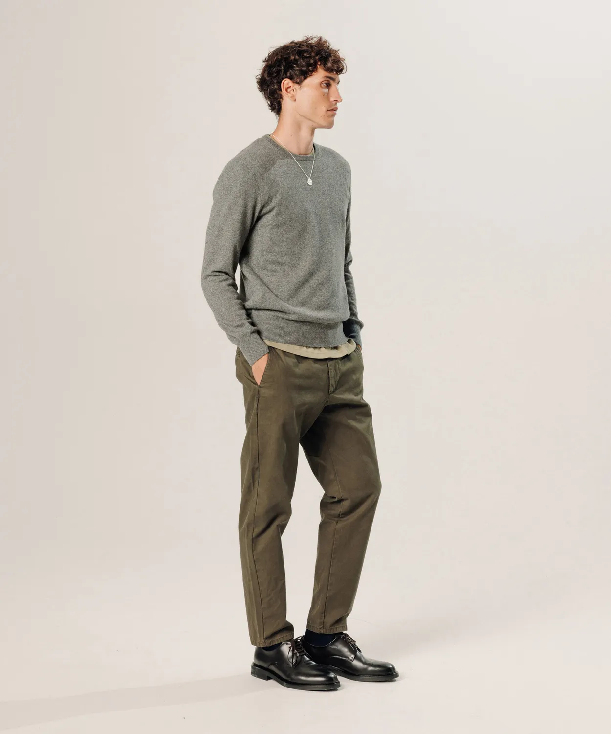 Rodier maglione girocollo cashmere 2 fili grigio medio