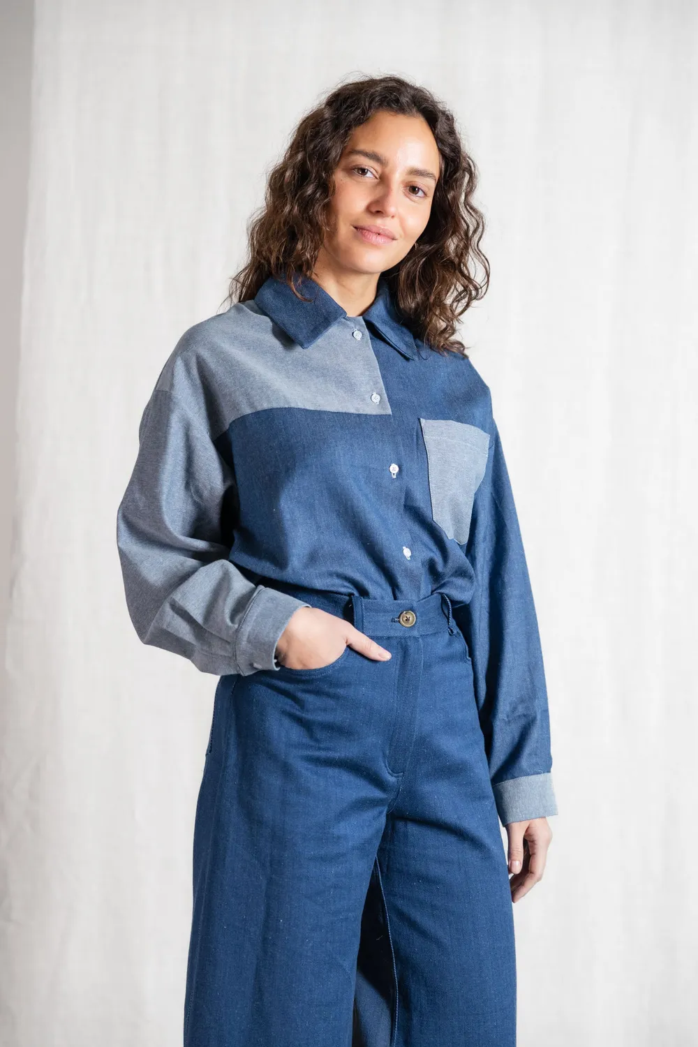 Jyoti Ashrit camicia denim cotone leggera