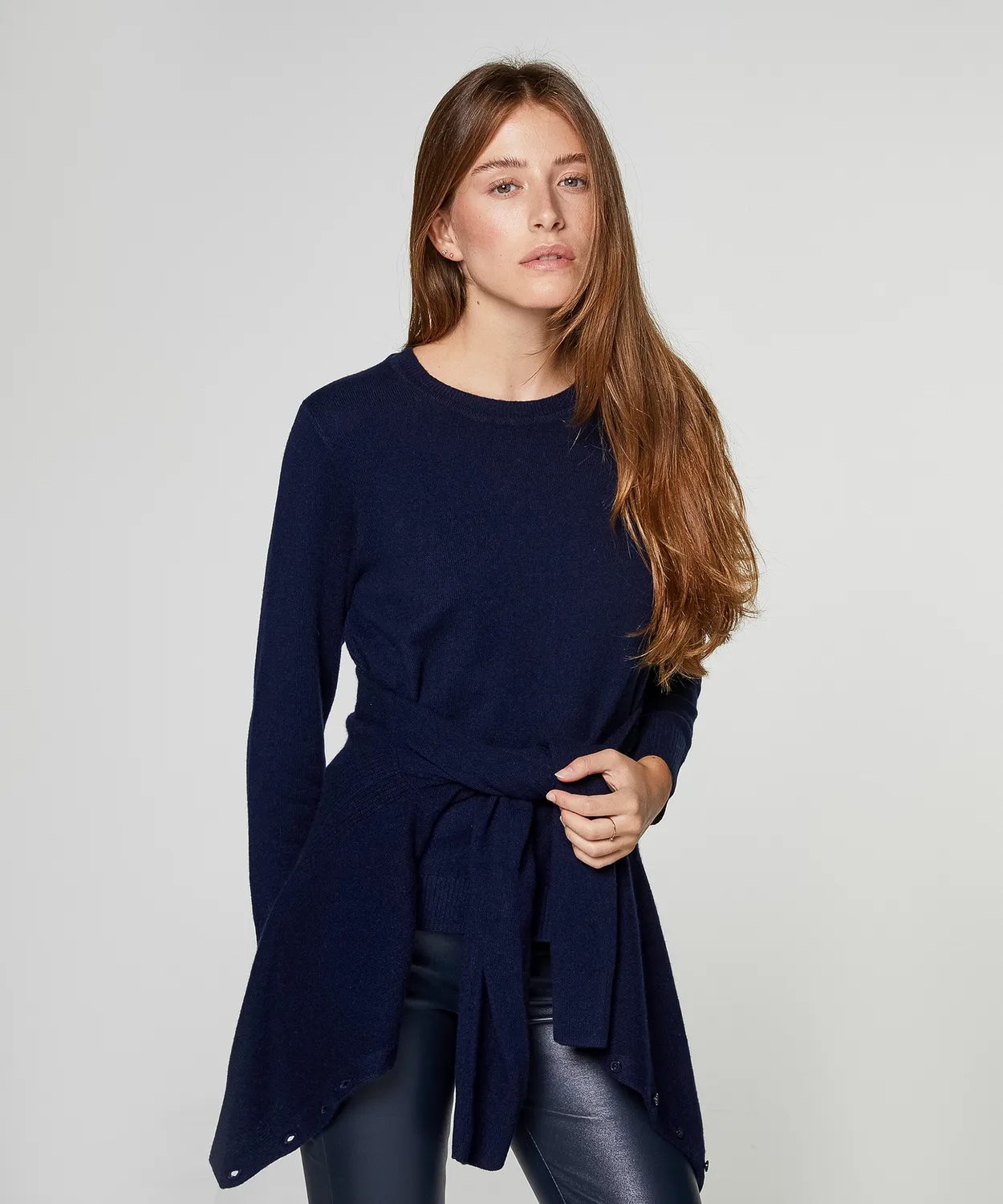 Rodier Maglione Girocollo Cashmere Blu Marino Maglia Fine