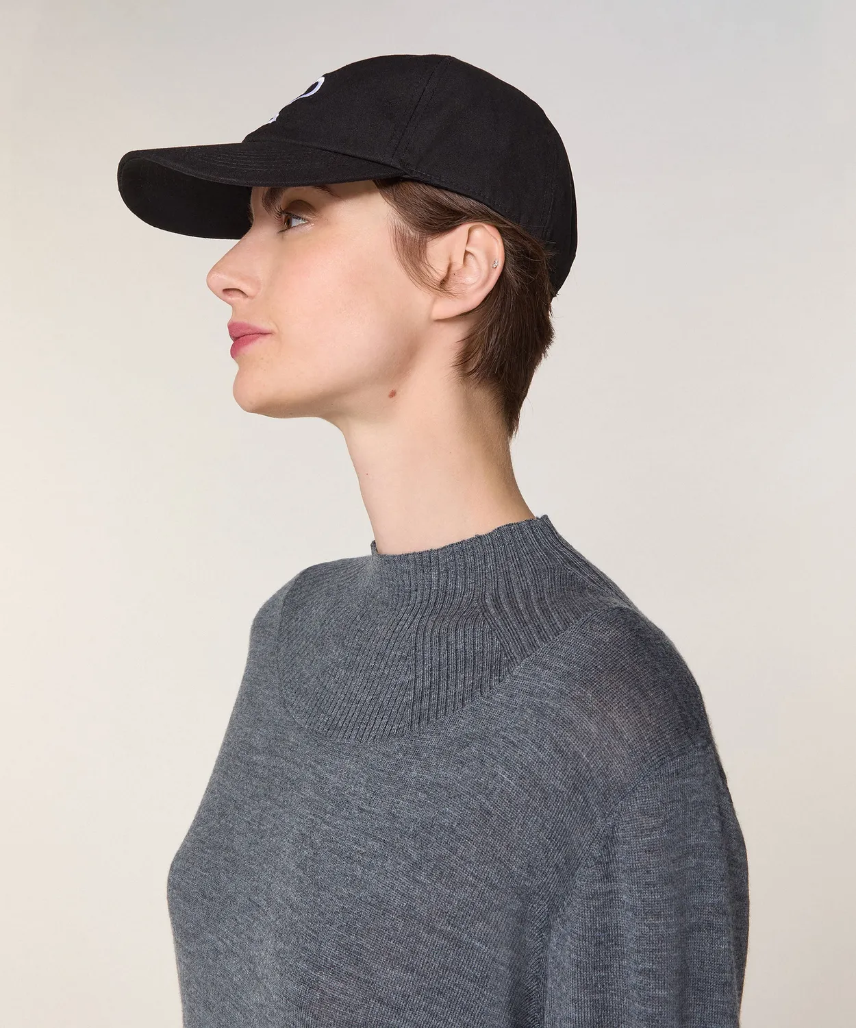 Rodier maglia collo alto lana merino grigio piombo