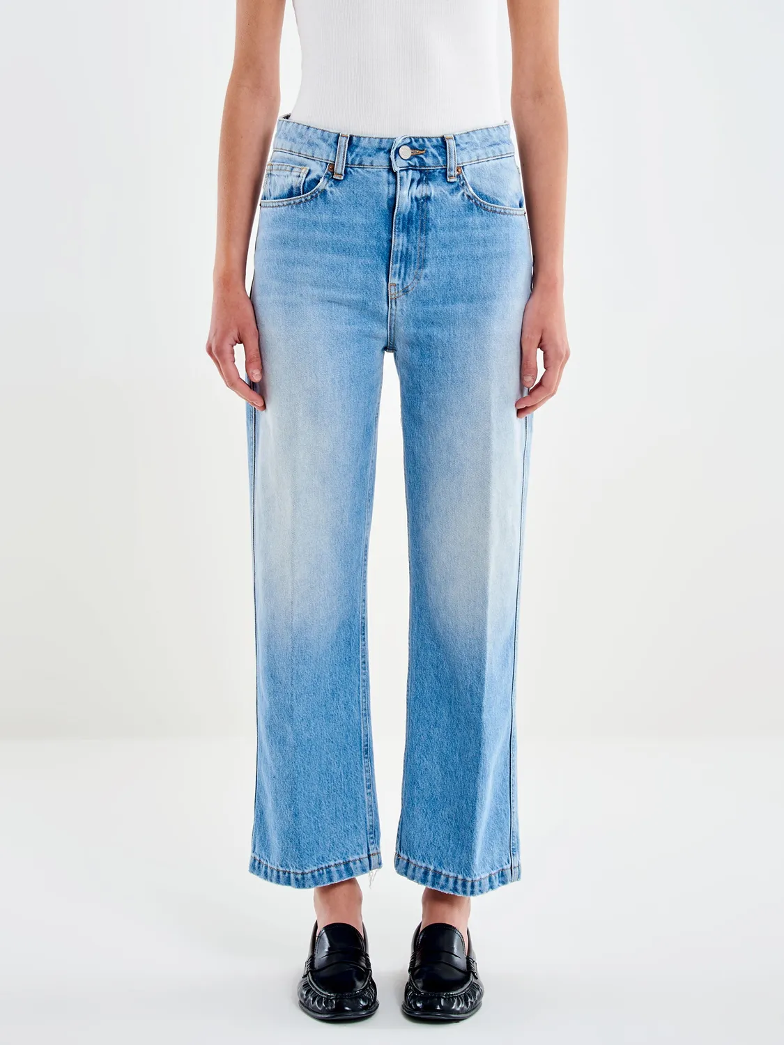 Vicolo Icon Kate jeans dritti blu con rotture