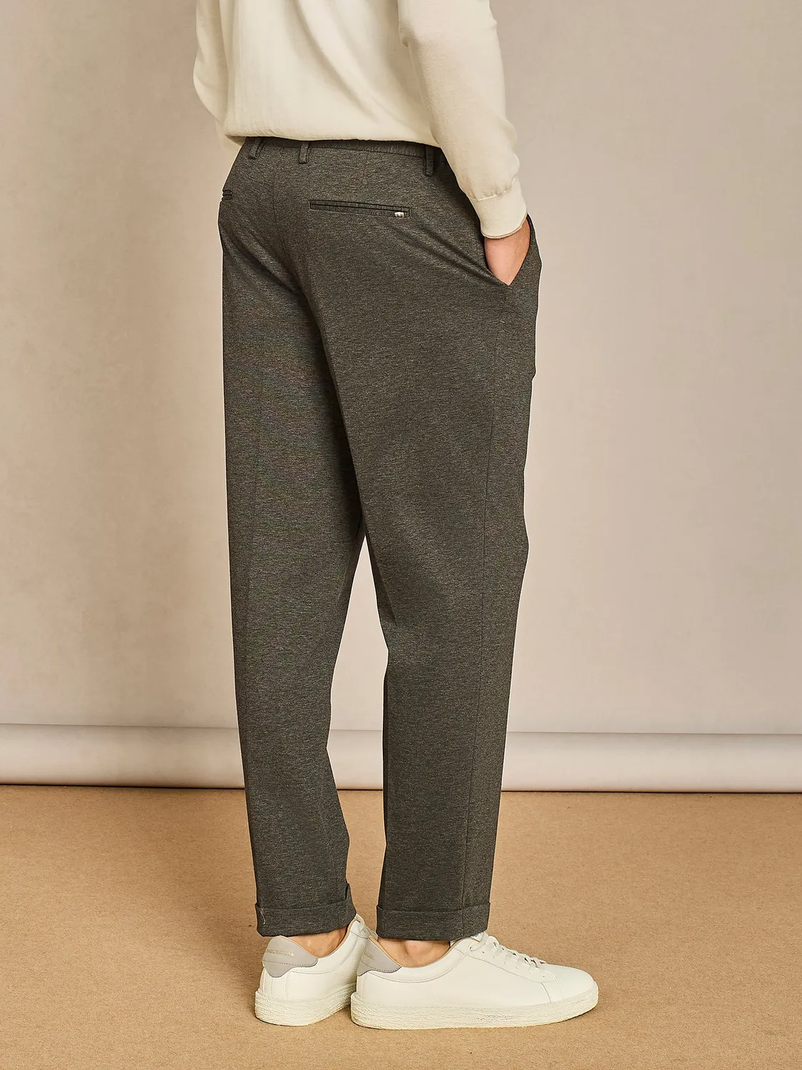 Paul Taylor Pantalone Coulisse Cotone Grigio Wide Risvolto