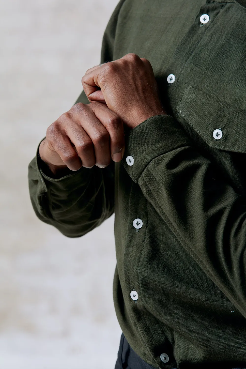 Jyoti Fair Works Jwala camicia uomo verde oliva cotone