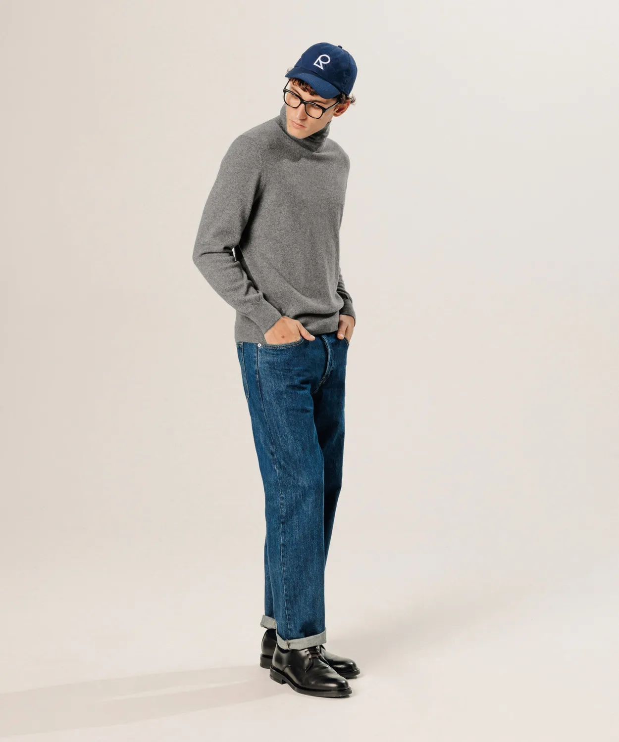 Rodier Maglia Dolcevita Cashmere Uomo Grigio Medio 100% Cashmere