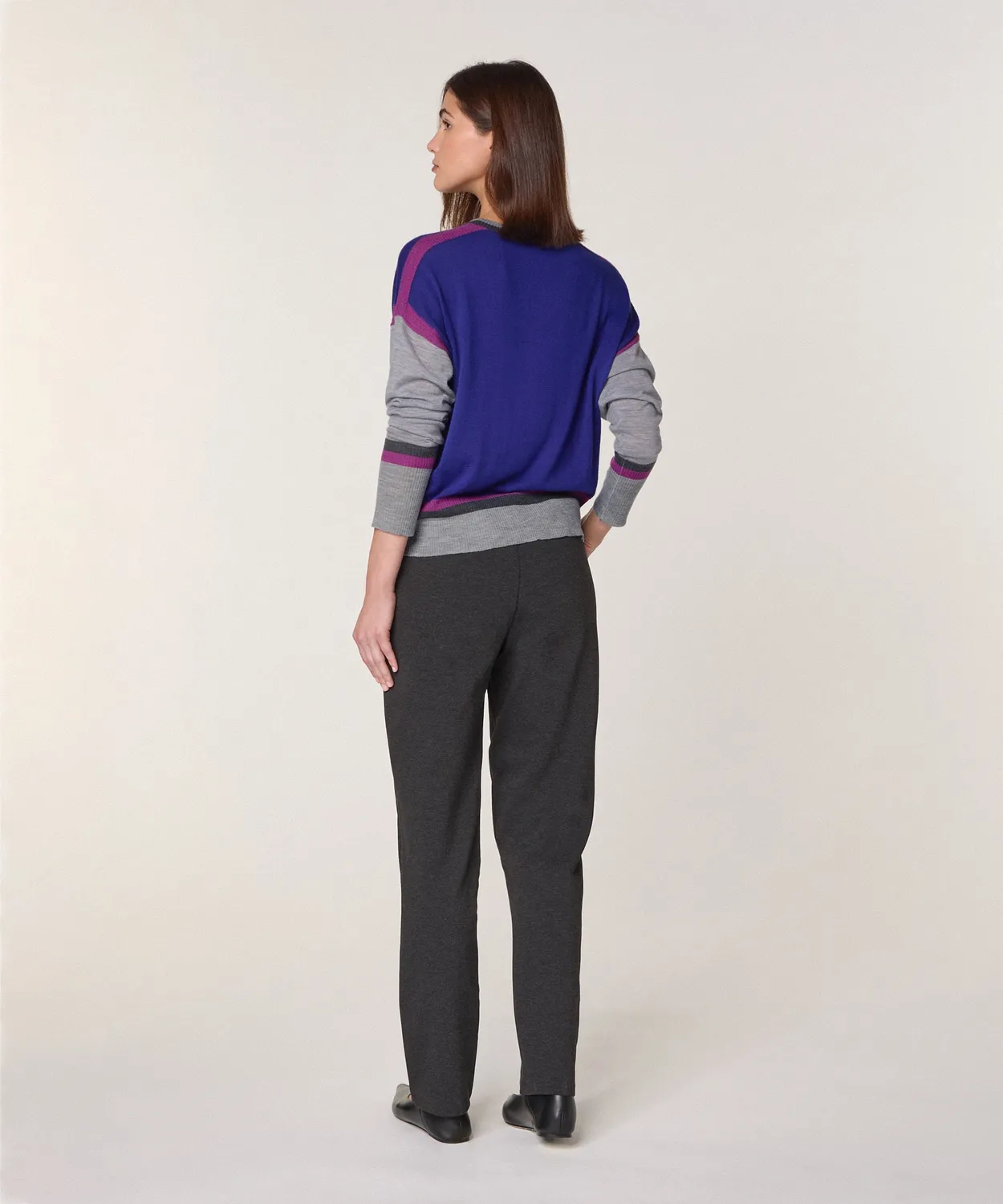 Rodier Maglia Merino Blu Oltremare Color Block