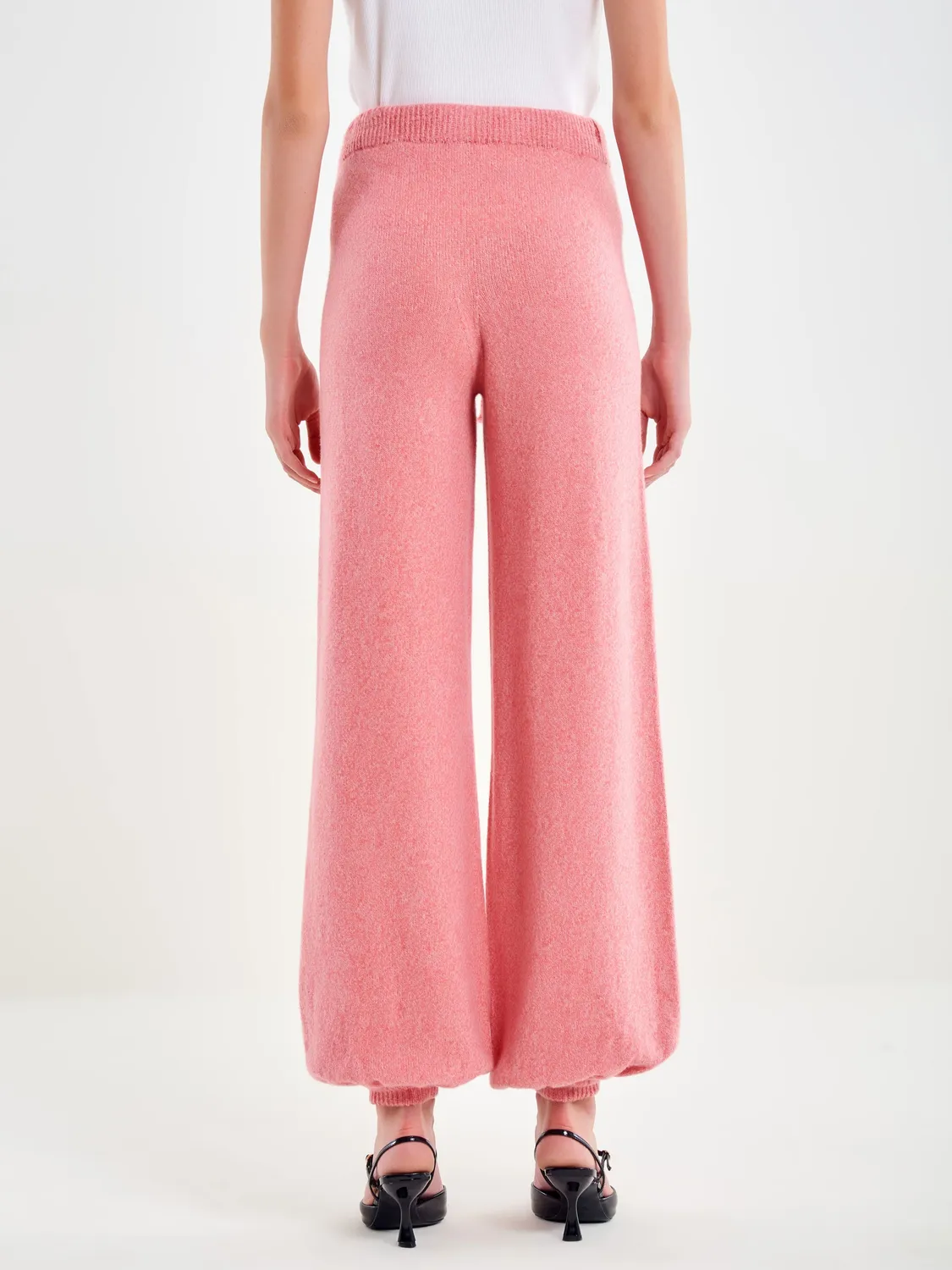 Vicolo Pantaloni Lana pantaloni rosa taglia unica gamba ampia