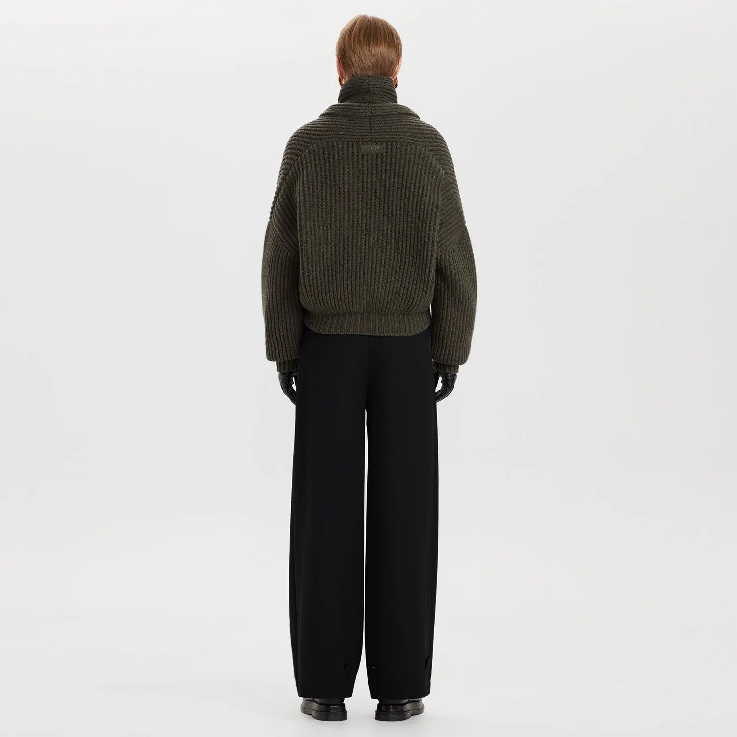 PORTS Ribbed Wool cardigan lana verde militare