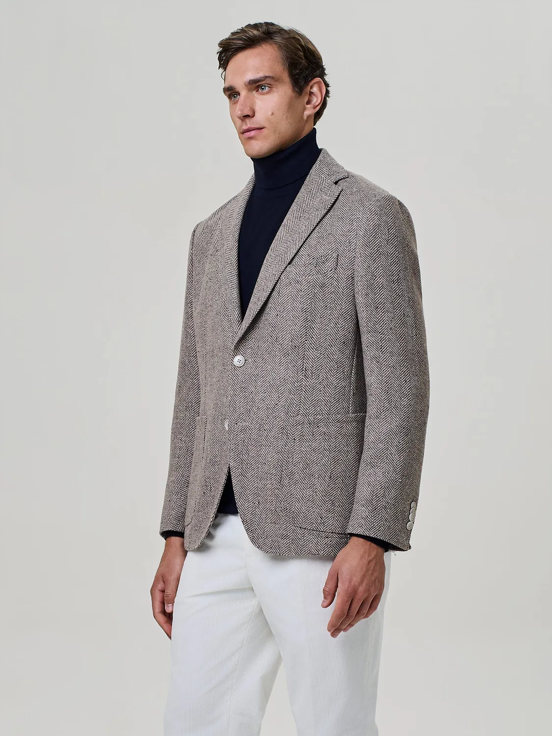 Paul Taylor Giacca Monopetto Misto Lana Spina Camel Sfoderata