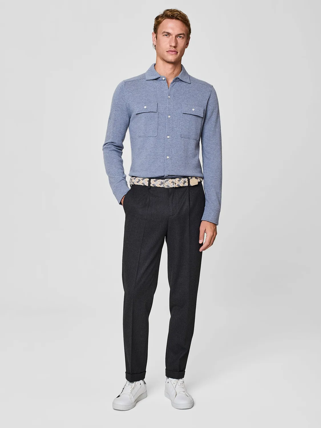 Paul Taylor camicia maglia lana angora dusty blue finezza 7