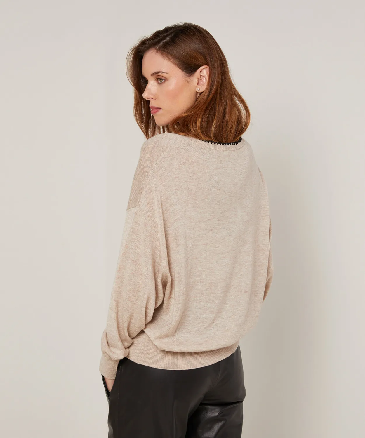Rodier maglione girocollo maglia fine beige