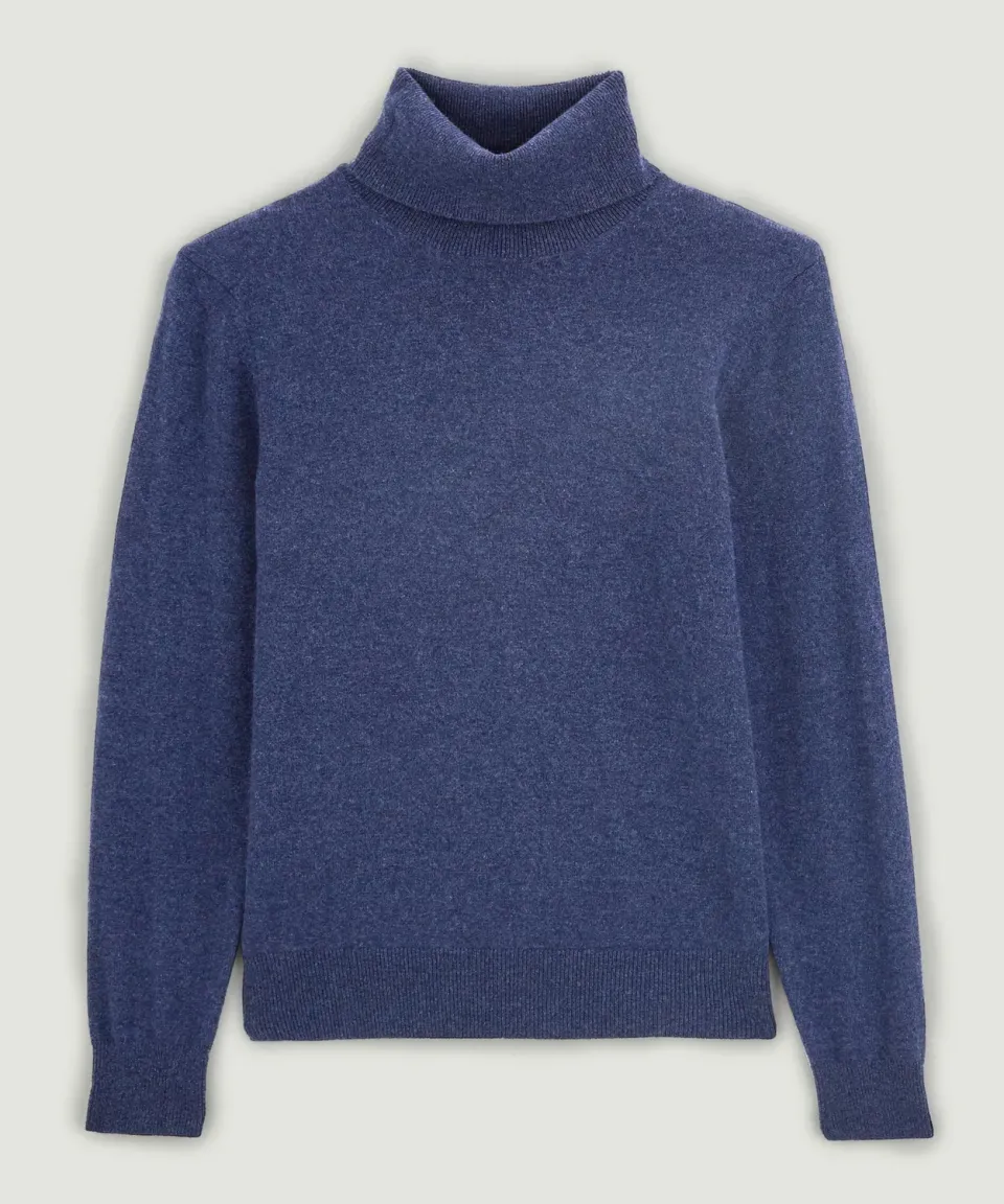 Rodier maglione dolcevita cashmere blu denim uomo