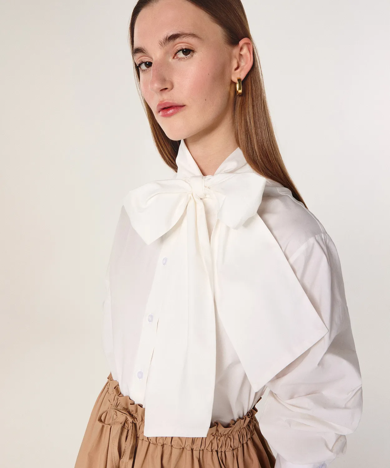 Rodier camicia bianca collo fiocco cotone S