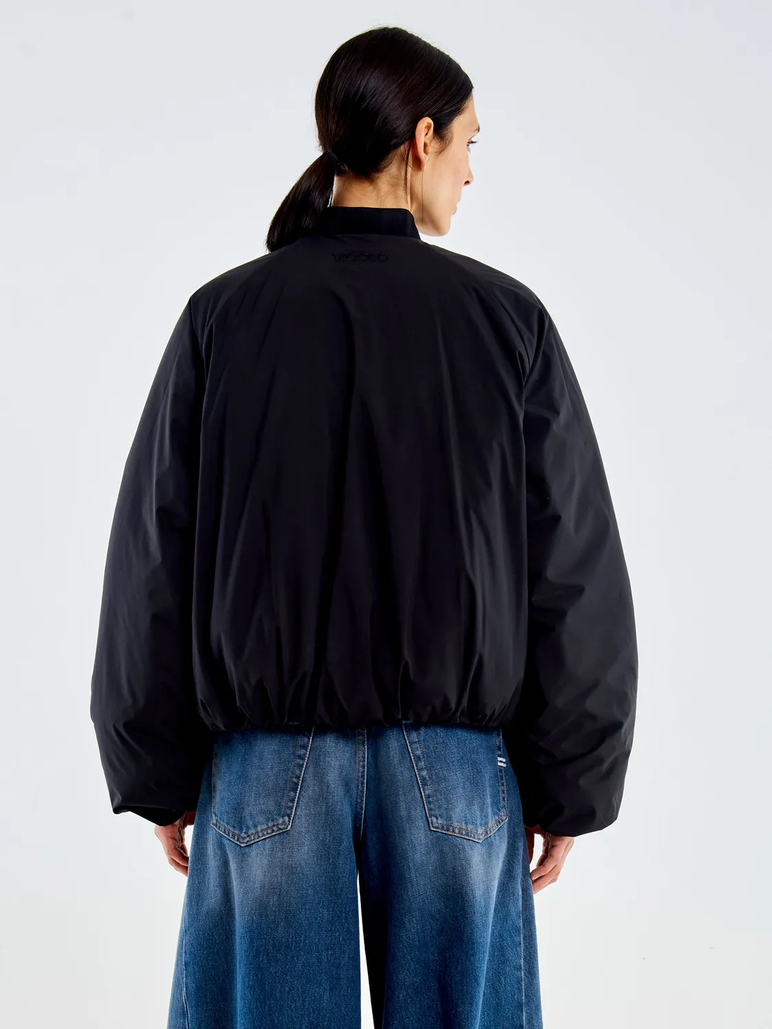 Vicolo Bomber Corto giacca nero misto lana