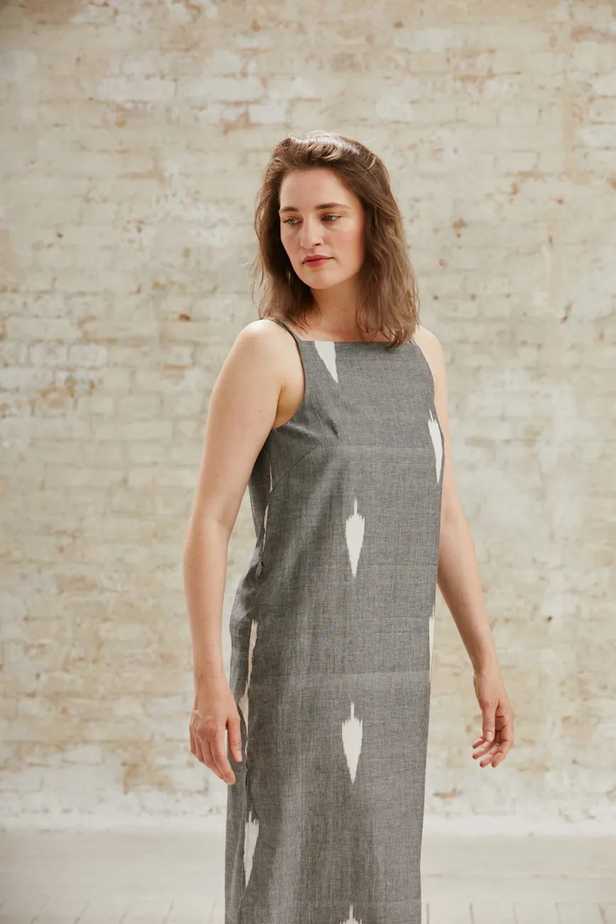 Jyoti Fair Works Renu Ikat Grey abito cotone grigio