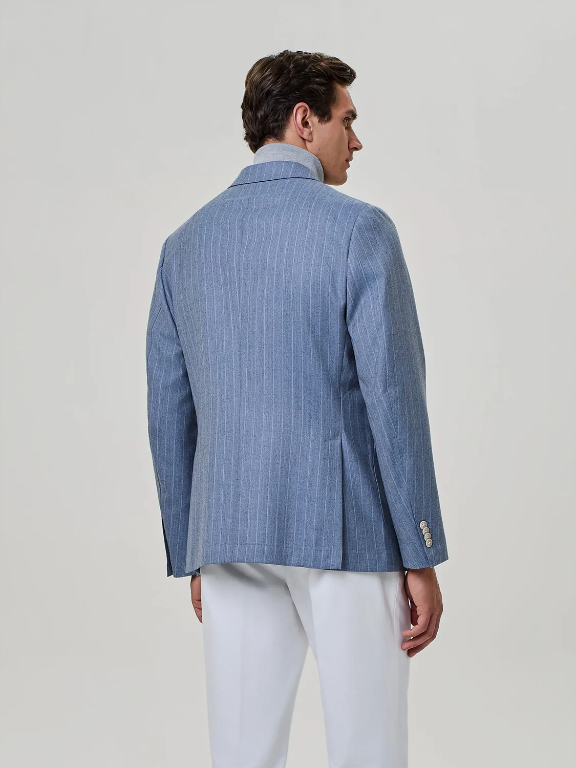 Paul Taylor Giacca Doppiopetto Flanella Gessata Dusty Blue