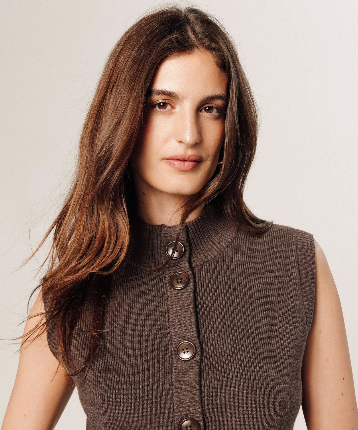 Rodier Gilet Smanicato Collo Alto Havana Brown caldo