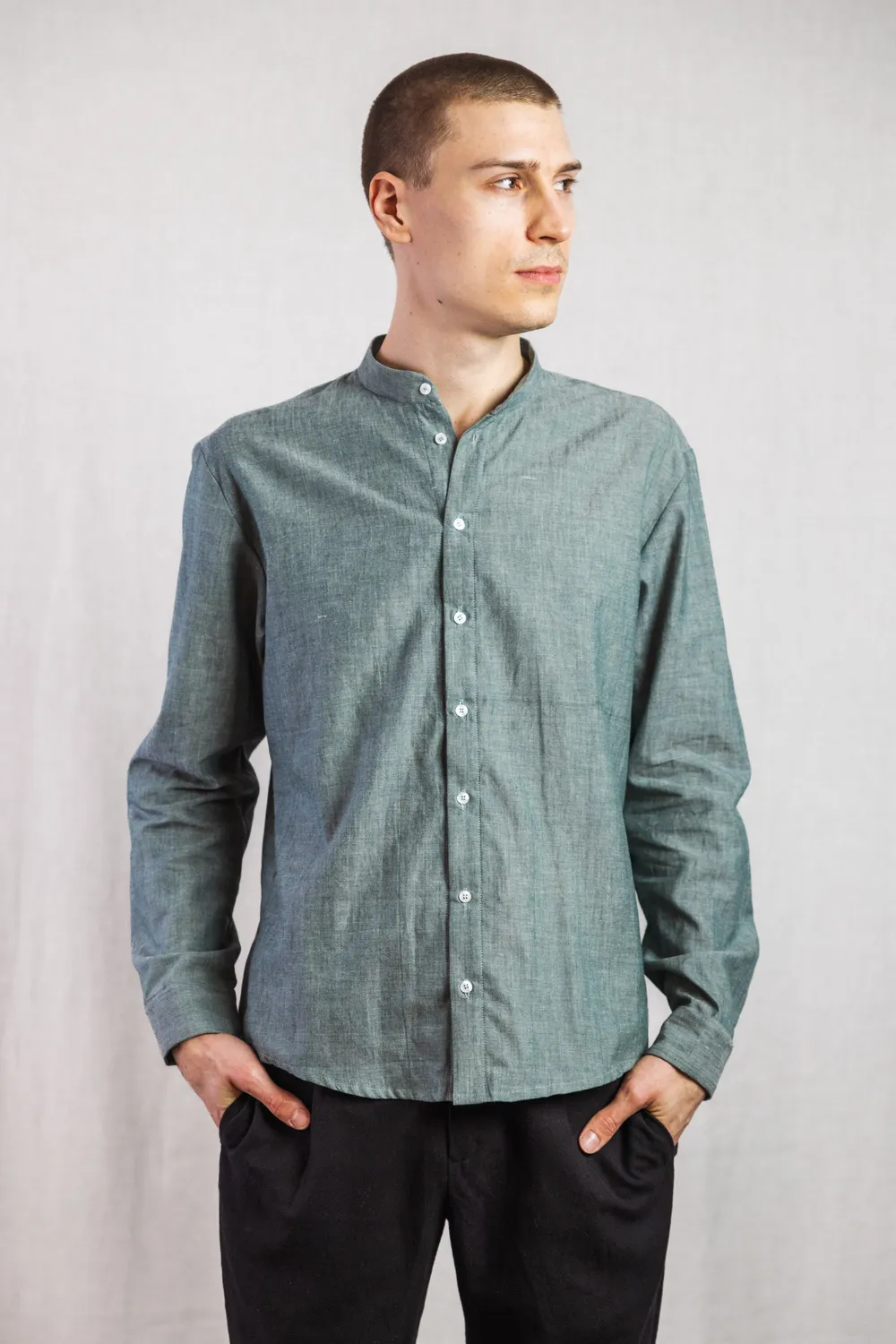 Jyoti Harish Eucalyptus camicia uomo cotone