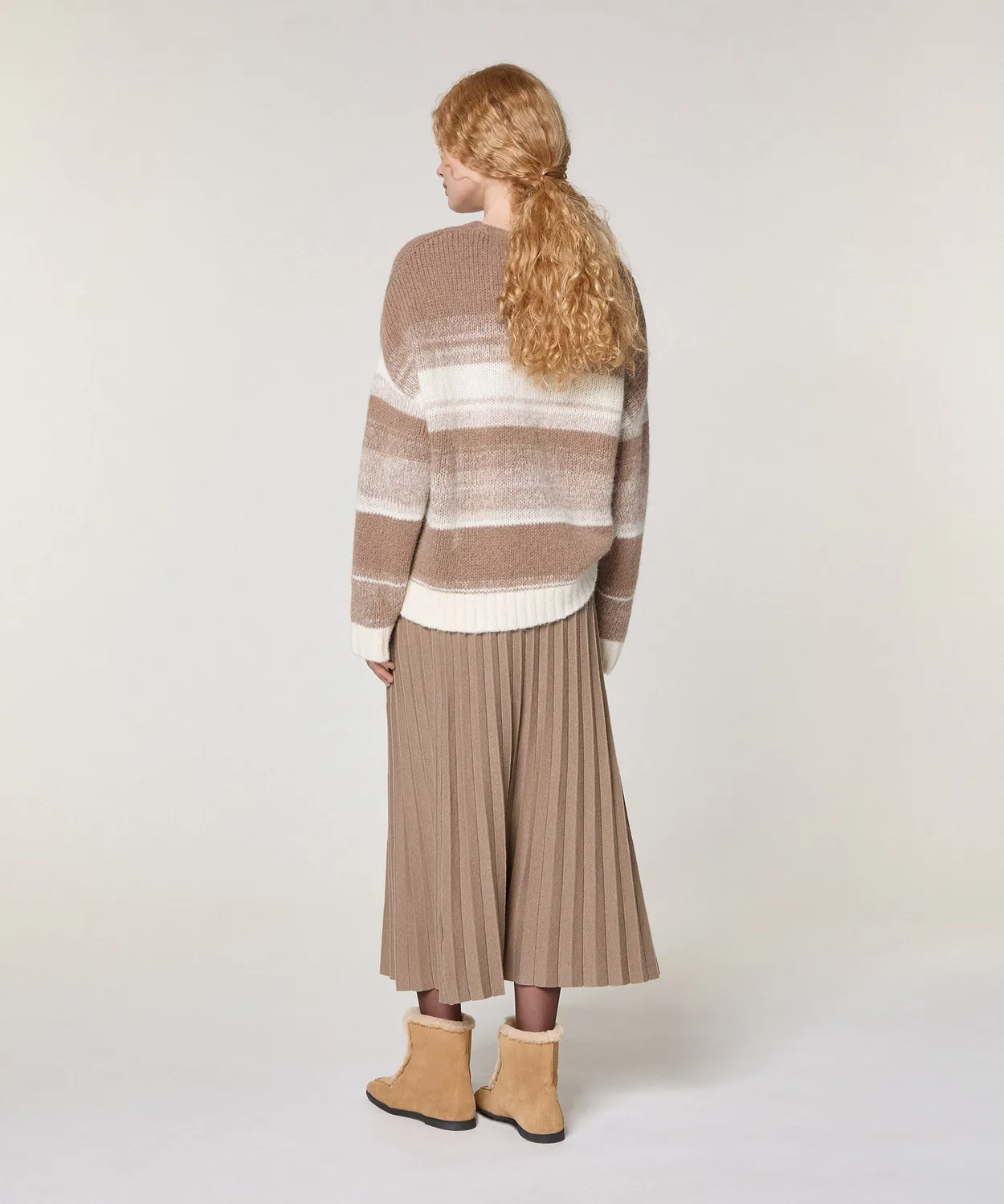 Rodier maglione alpaca righe tortora oversize