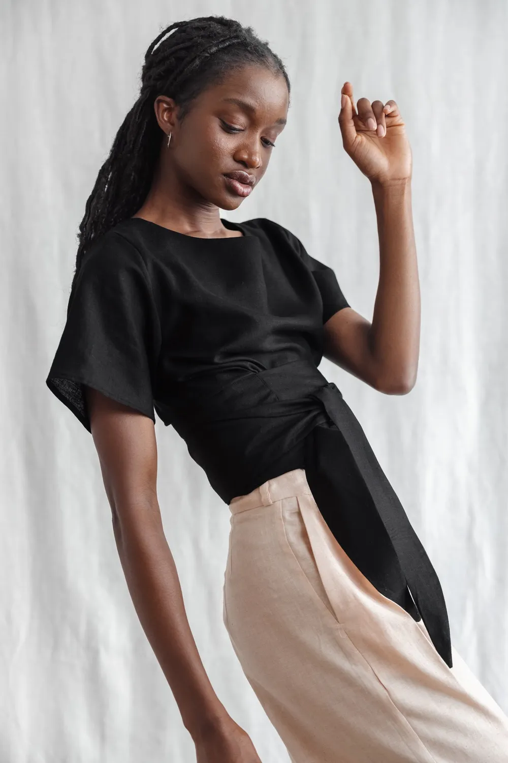 Jyoti Amaranth camicia incrociata cotone nero