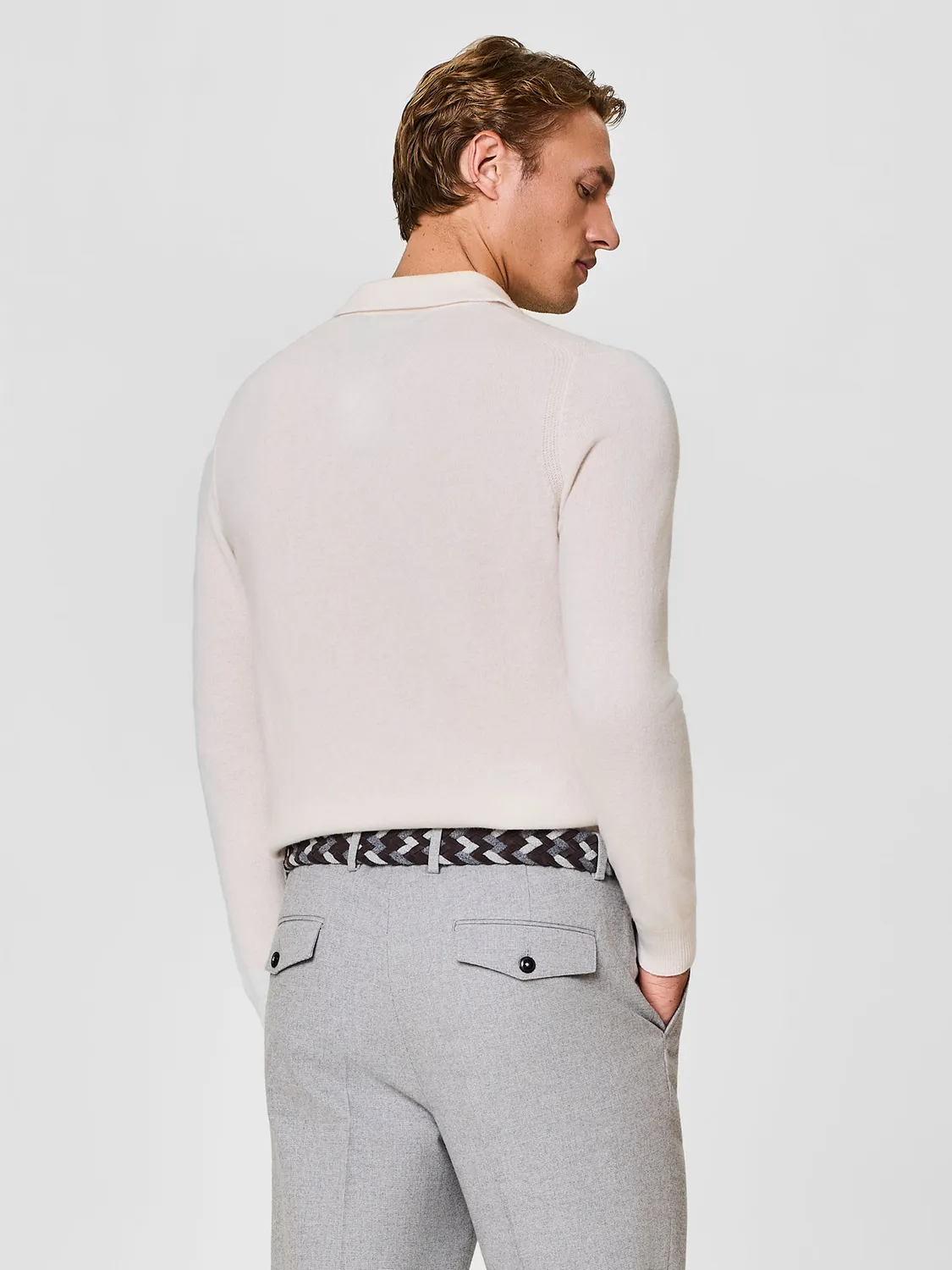Paul Taylor polo misto cashmere bianca