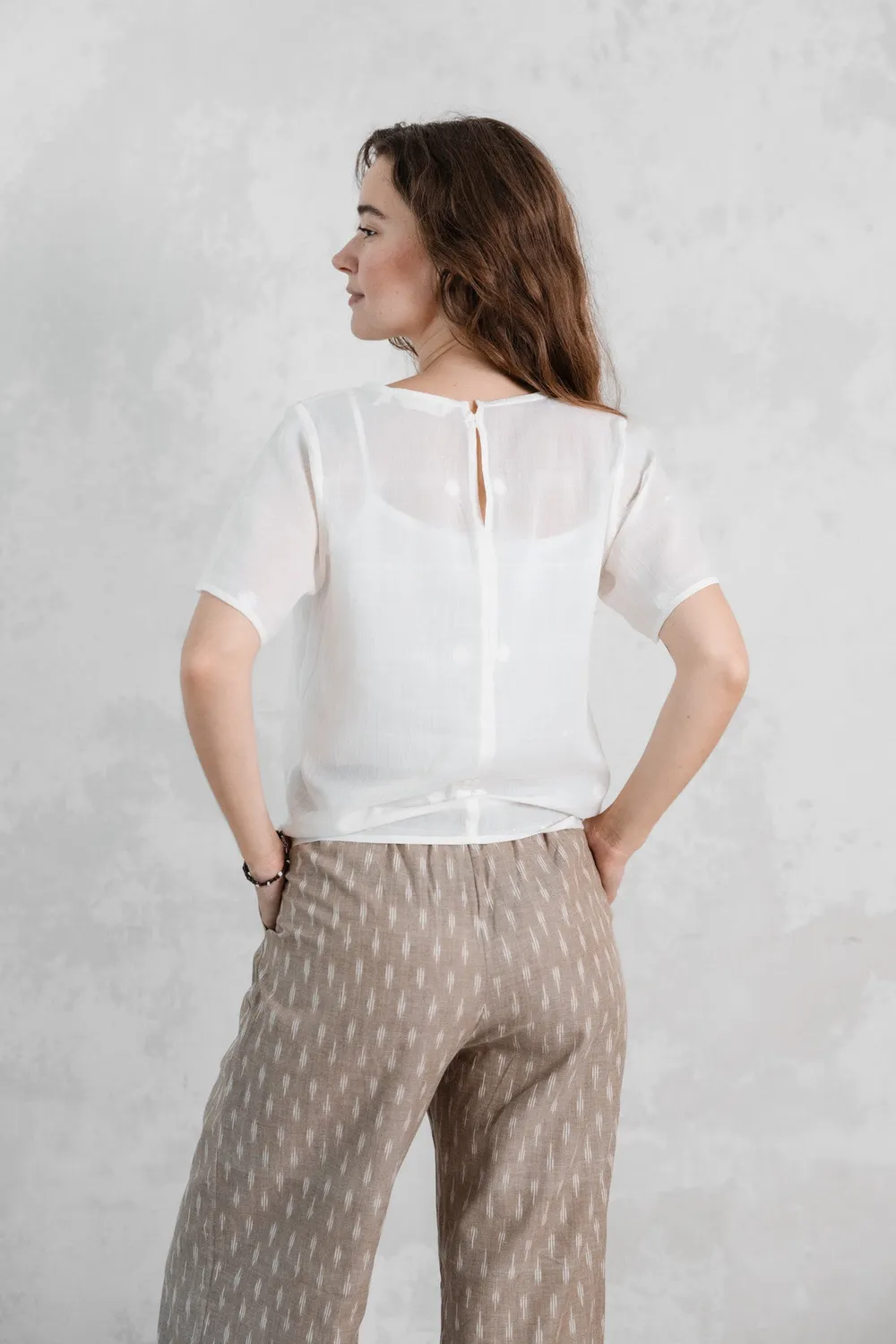 Jyoti Sarala Jamdani camicia estiva in cotone jamdani