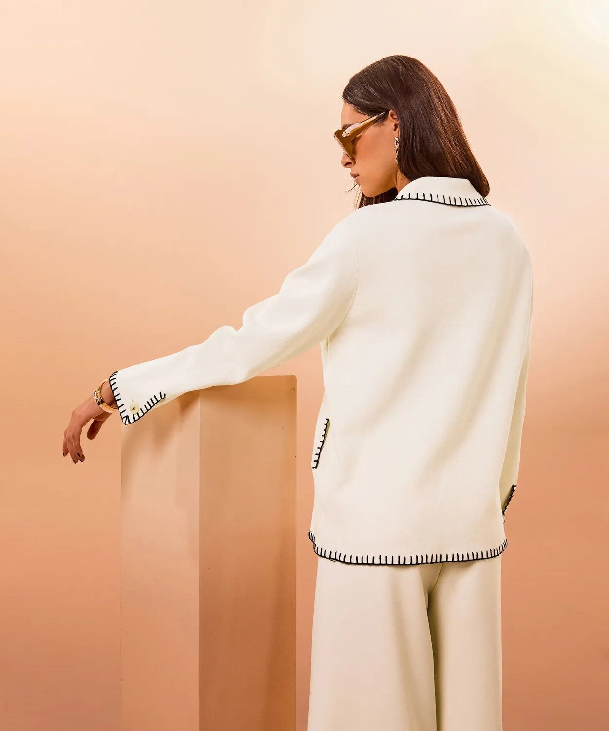 Rodier giacca doppiopetto in maglia bianco ecru