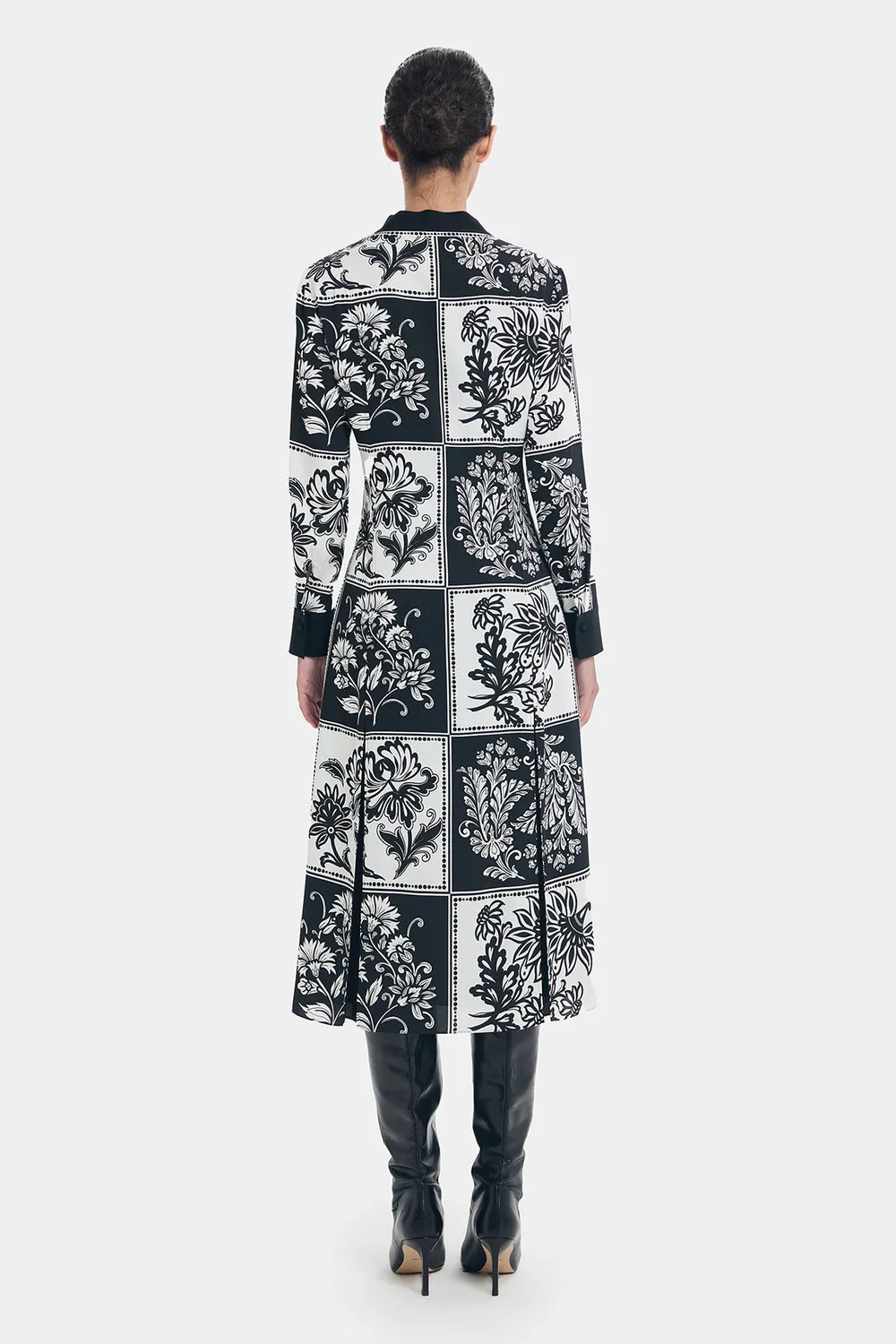 PORTS Retro Floral abito bianco nero 6