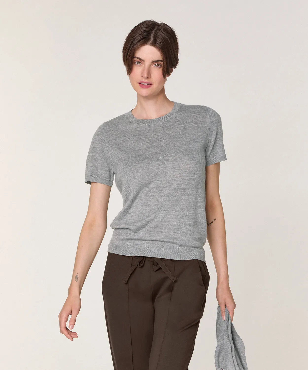 Rodier Twin Set Lana Merino Grigio Erica Donna