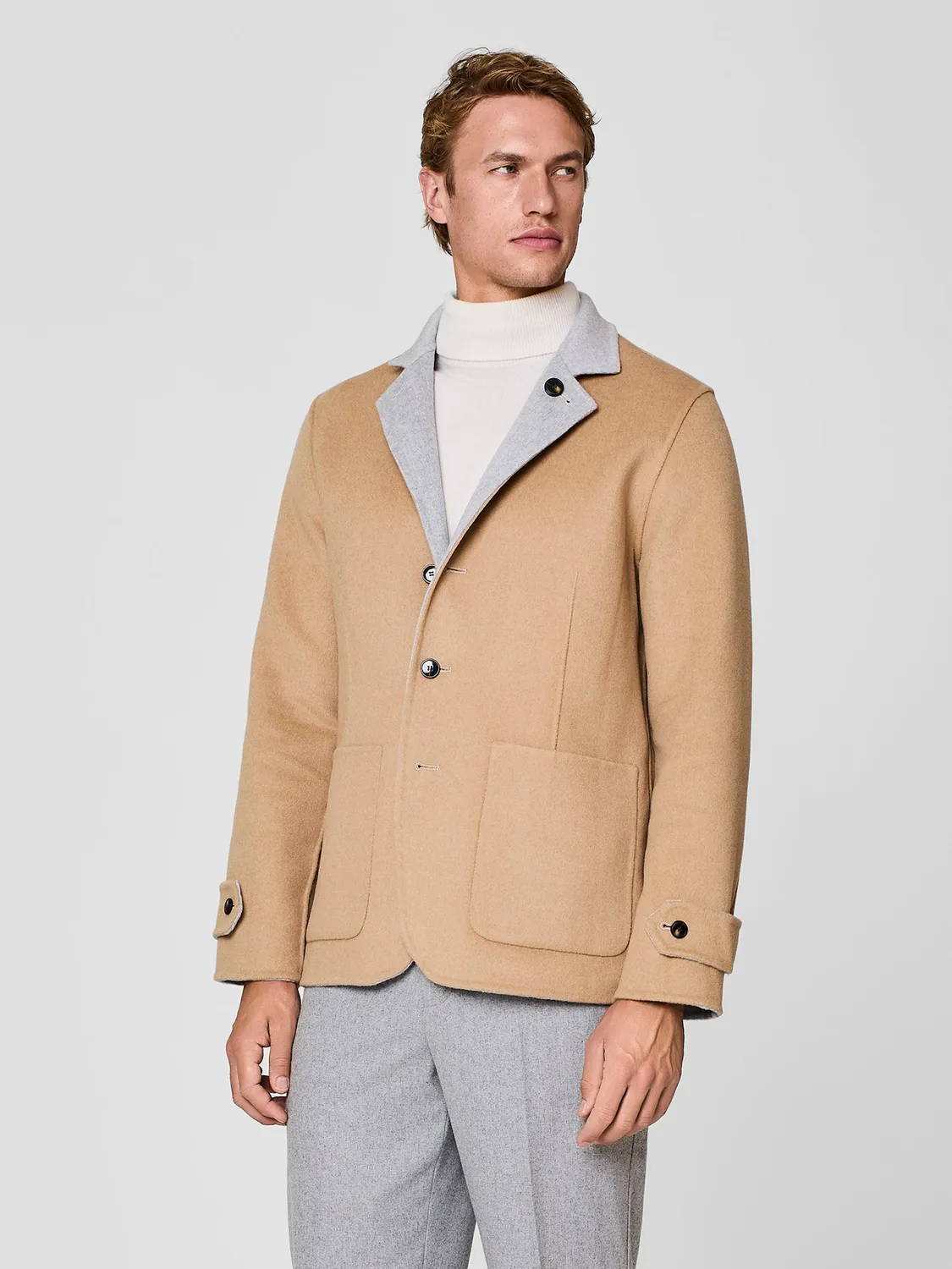 Paul Taylor Overjacket Reversibile Velour Grigio Chiaro Double