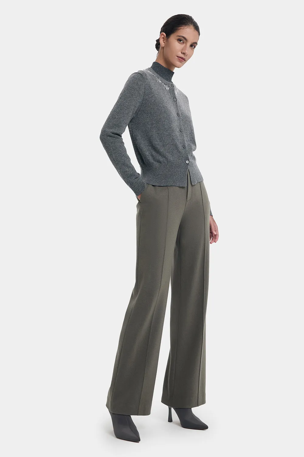 PORTS Crystal Snowflake cardigan grigio cashmere