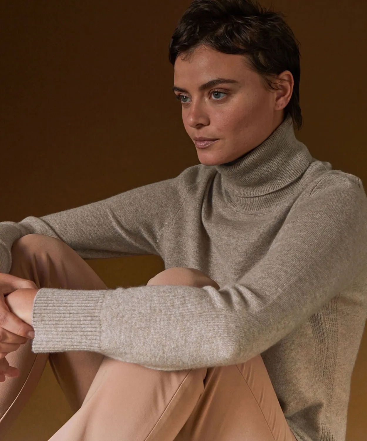Rodier maglione cashmere dolcevita tortora marrone
