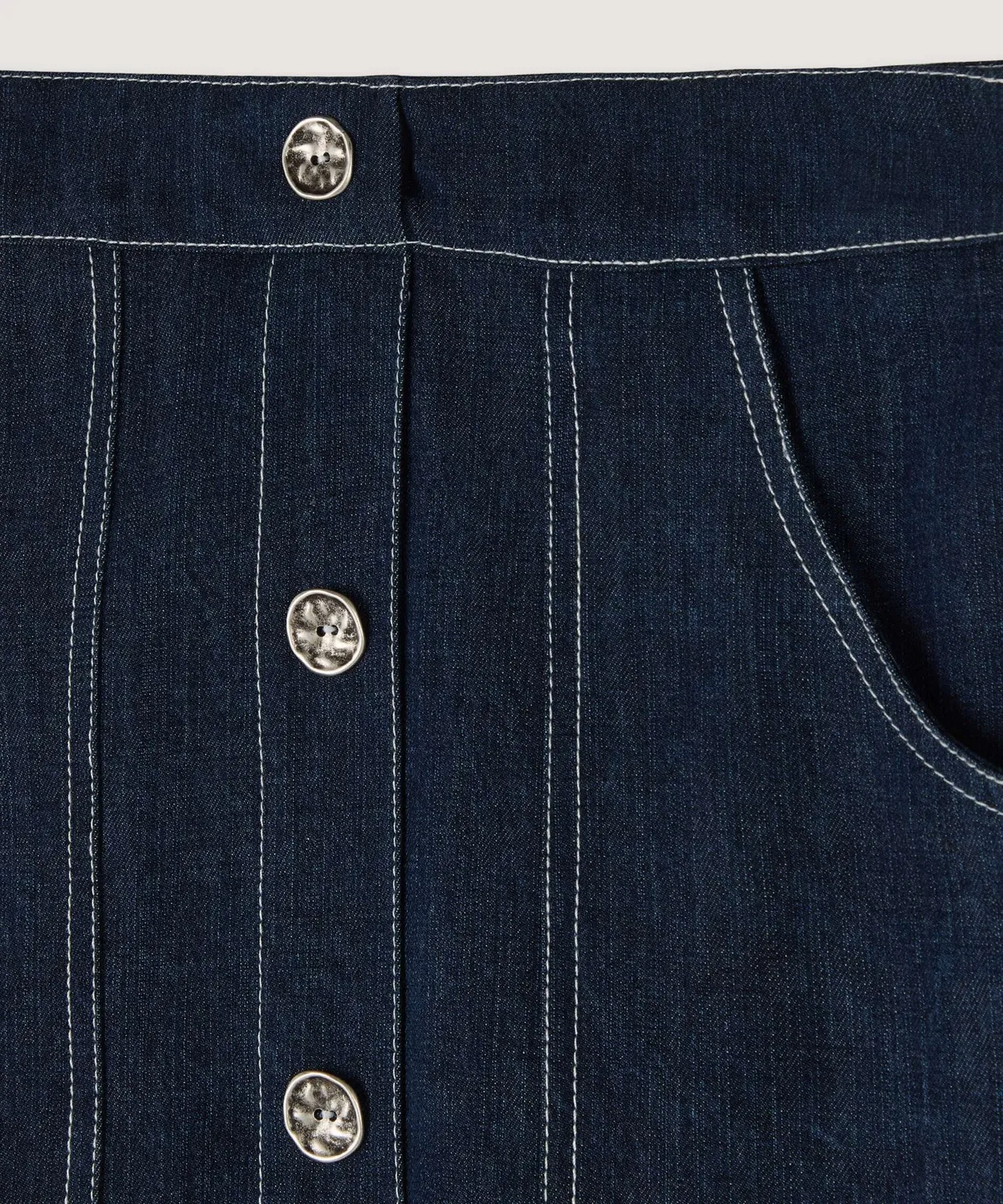 Rodier gonna corta denim blu bottoni made in Italy