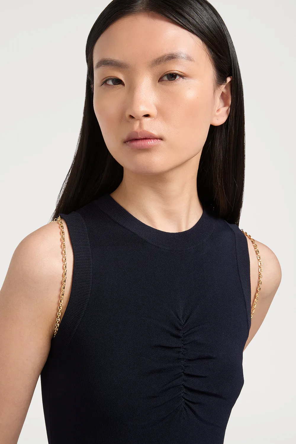 PORTS Golden Chain abito maglia blu catena oro