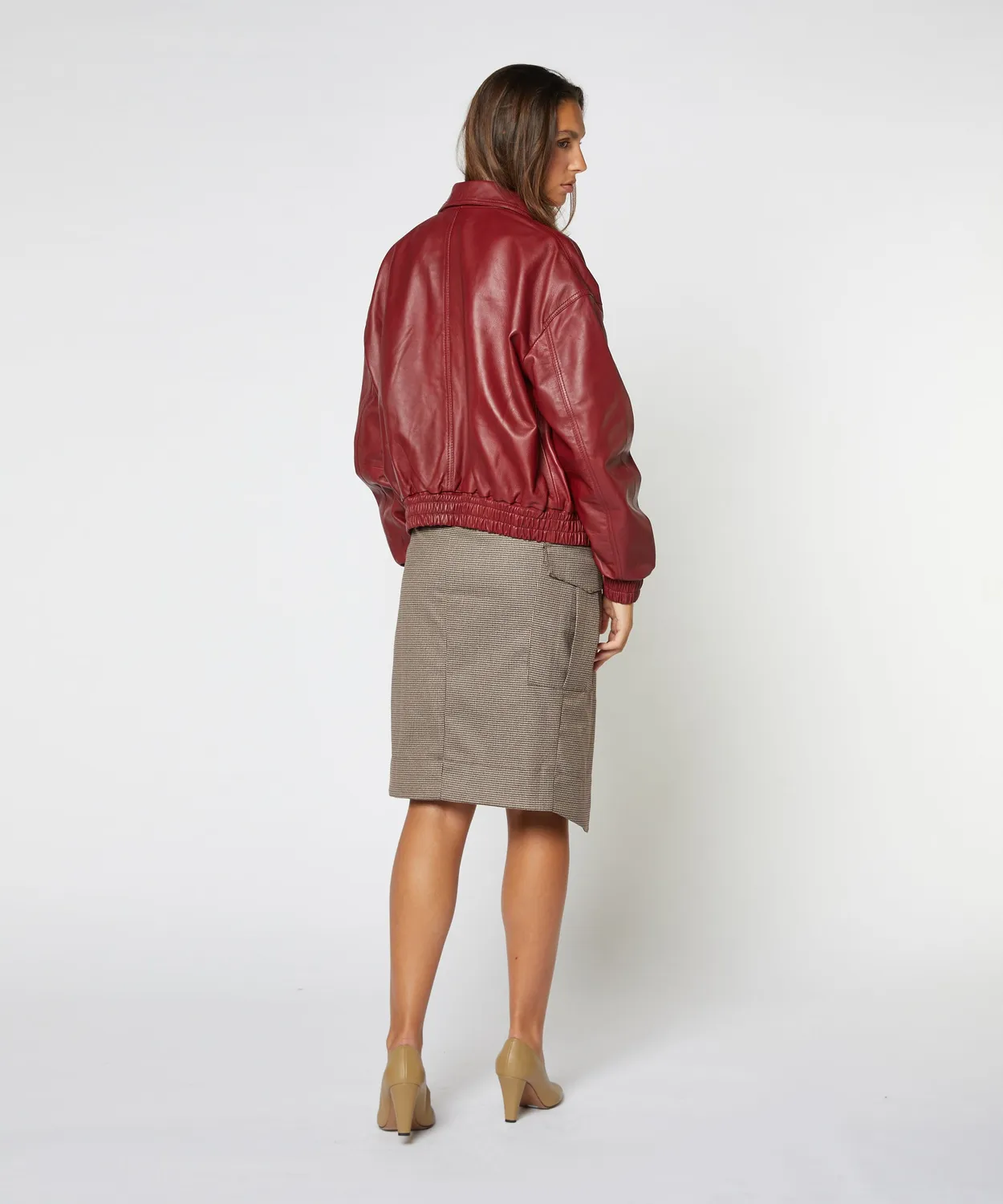 Rodier Bomber in pelle bordeaux zip